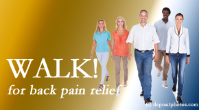 Pure Chiropractic urges Concord, NC back pain sufferers to walk to lessen back pain and related pain.