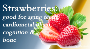 Pure Chiropractic shares recent studies about the benefits of strawberries for aging teeth, bone, cognition and cardiometabolism.