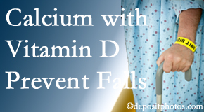 Calcium and vitamin D supplementation may be suggested to Concord, NC chiropractic patients who are at risk of falling.