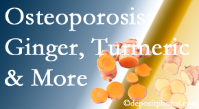 Pure Chiropractic presents benefits of ginger, FLL and turmeric for osteoporosis care and treatment.