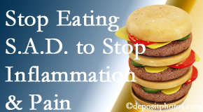 Concord, NC chiropractic patients do well to avoid the S.A.D. diet to decrease inflammation and pain.