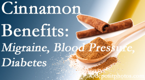 Pure Chiropractic presents research on the benefits of cinnamon for migraine, diabetes and blood pressure.