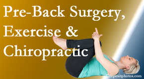 Pure Chiropractic offers beneficial pre-back surgery chiropractic care and exercise to physically prepare for and possibly avoid back surgery.