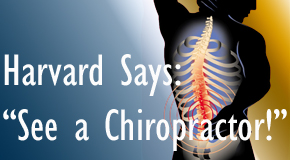 Concord, NC chiropractic for back pain relief urged by Harvard