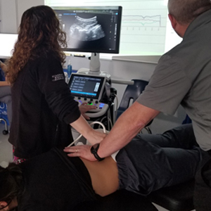 image Concord, NC chiropractic ultrasound imaging of spinal vertebrae during treatment