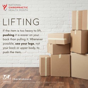 Pure Chiropractic advises lifting with your legs.